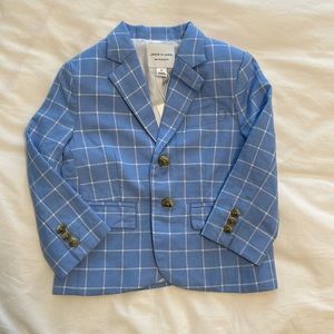 NWT Janie and Jack toddler boys blue plaid blazer